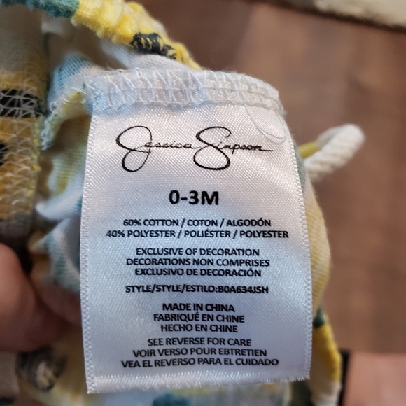 Jessica Simpson Baby Girl Matching Set Sunflower Joggers Polka Dot Top Ruffle 3M - Picture 8 of 8